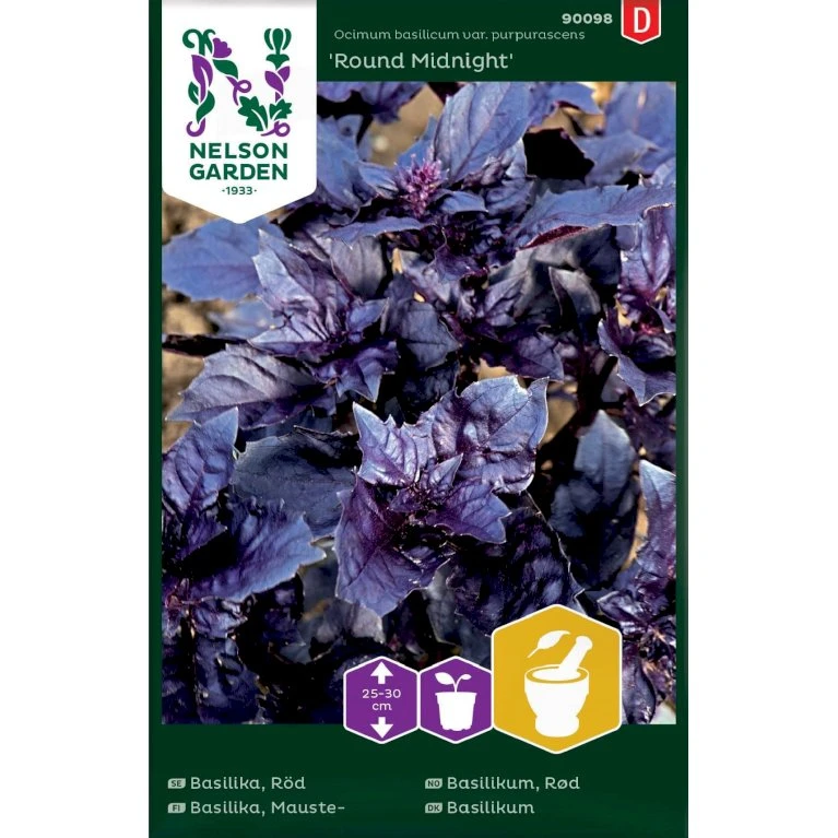 Rød Basilikum 'Round Midnight' Ocimum Basilicum Var. Purpurascens 'Round Midnight' 3 Rød Basilikum 'Round Midnight' Ocimum Basilicum Var. Purpurascens 'Round Midnight'