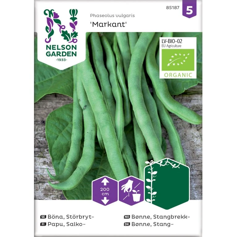 Stangbønne 'Markant' Øko Phaseolus Vulgaris 'Markant' Frøpose, Antal Pr. Pakke, Ca. 20 Stk. 3 Stangbønne 'Markant' Øko Phaseolus Vulgaris 'Markant' Frøpose, Antal Pr. Pakke, Ca. 20 Stk.